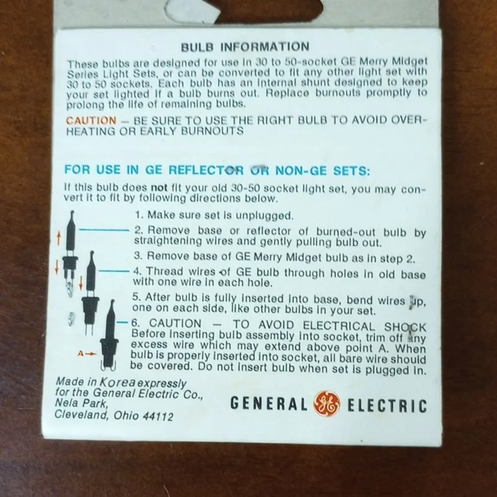 New! Vintage Merry Midget GE Replacement Light Bulbs, Lot of 4